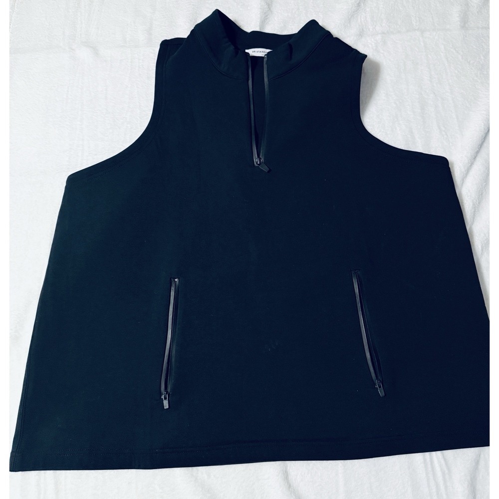 BR Standard Vest Mens XXL Black Scuba Knit Mock Neck Quarter Zip Stretch